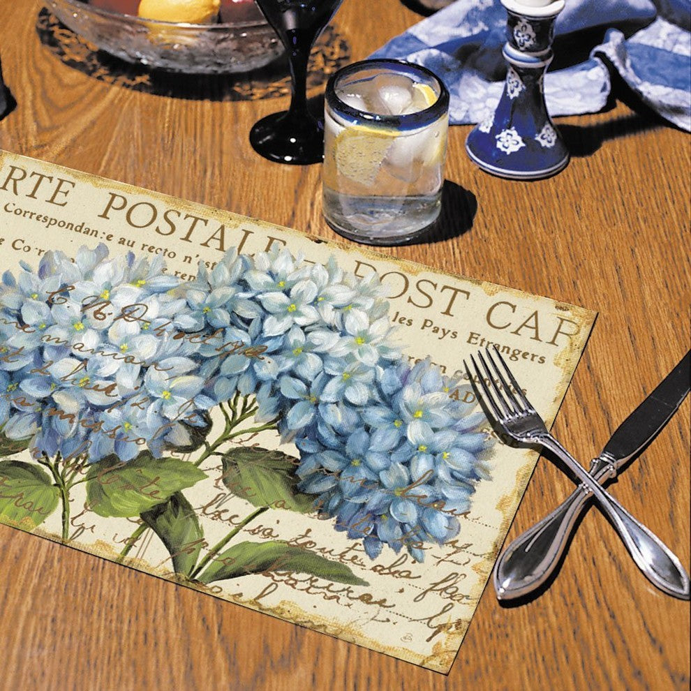 Blue Hydrangeas Paper Placemat, Pack of 24