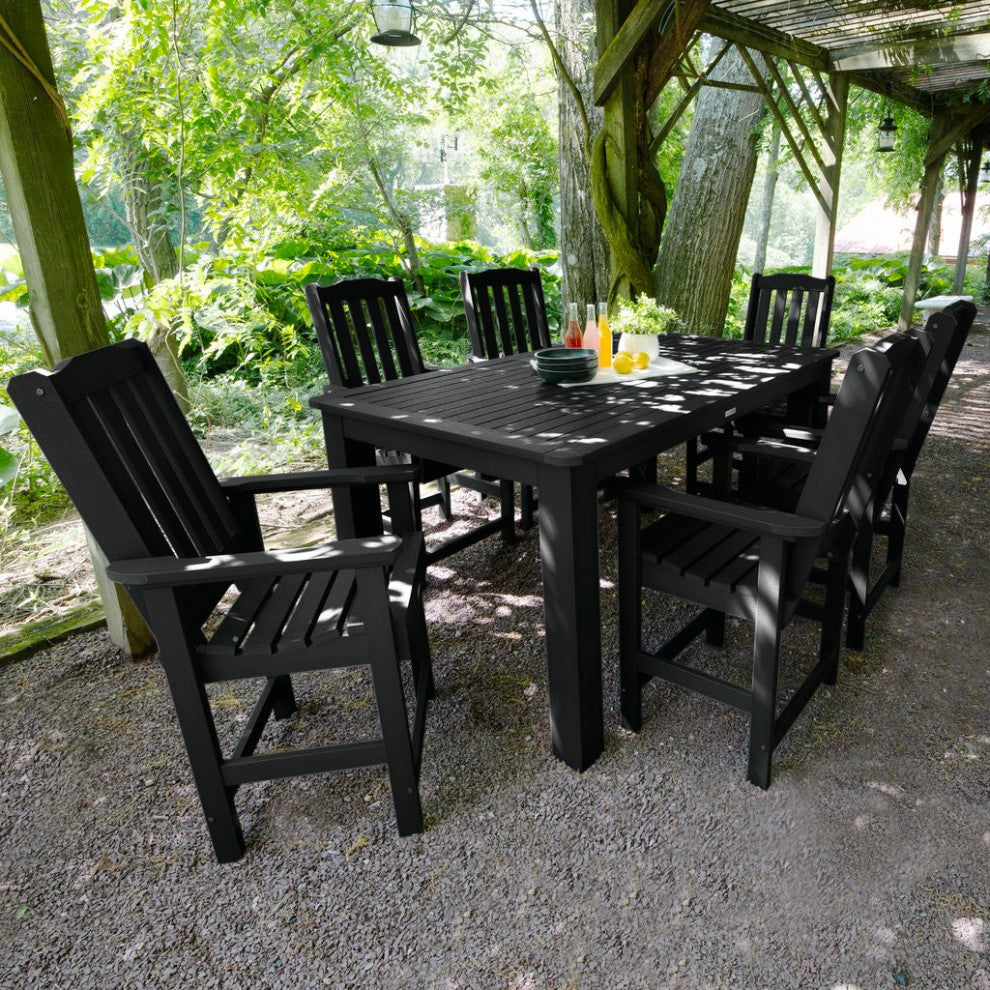 Lehigh 7-Piece Rectangle Counter-Height Dining Set, Black