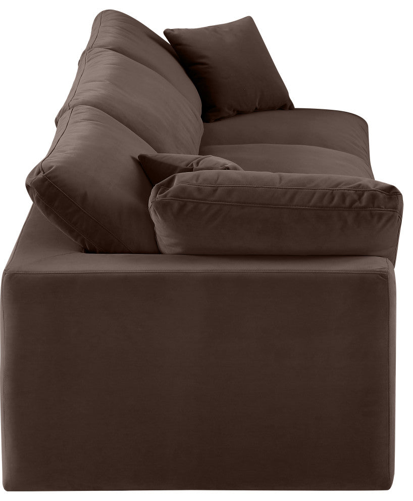 Comfy Upholstered Modular Sofa, Brown, 3-Piece: 1 Armless Chair, 2 Corner Chair, Velvet
