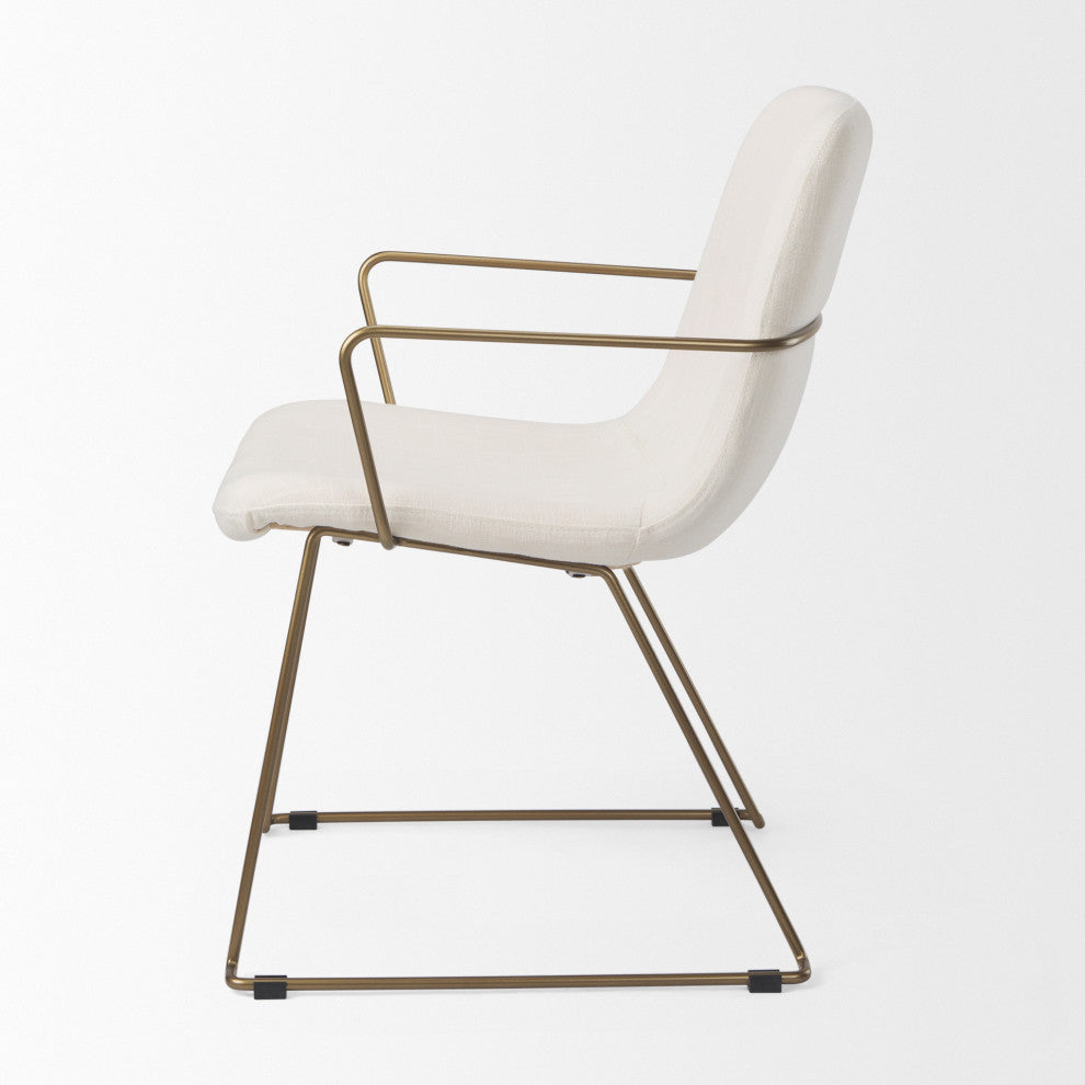 Sawyer Cream Fabric Wrap Seat With Gold Metal Frame Dining Chair