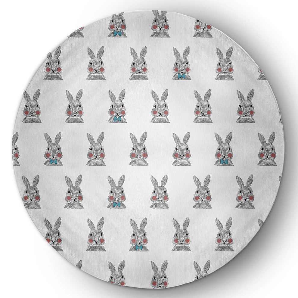 Bunny Fluffle Easter Chenille Rug, Explorer Blue, 5' Round