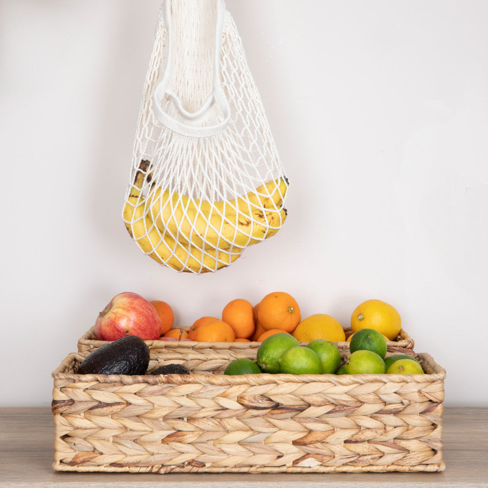 Household Essentials Water Hyacinth Rectangular Storage Basket