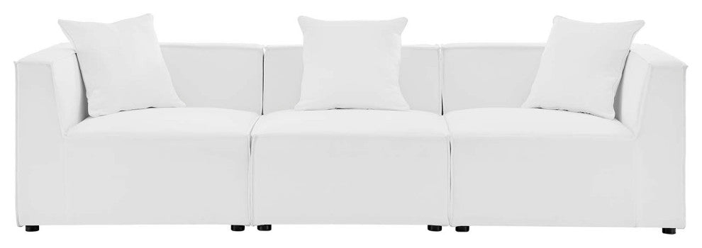 Saybrook Outdoor Patio Upholstered 3-Piece Sectional Sofa White