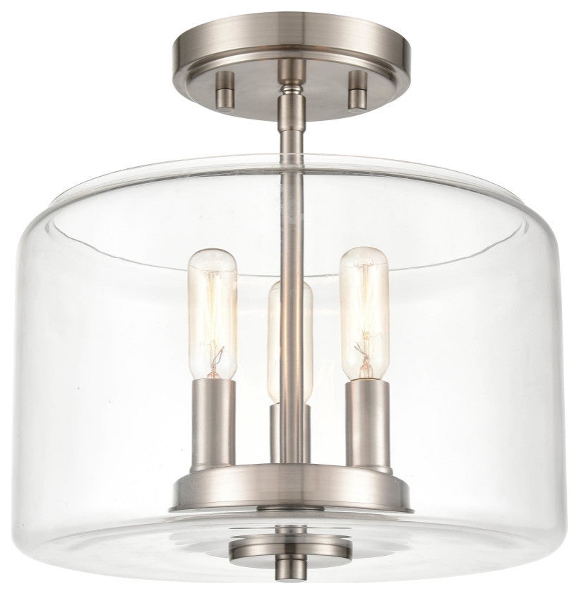 Millennium 6923-SN Three Light Semi-Flush Mount, Satin NIckel Finish