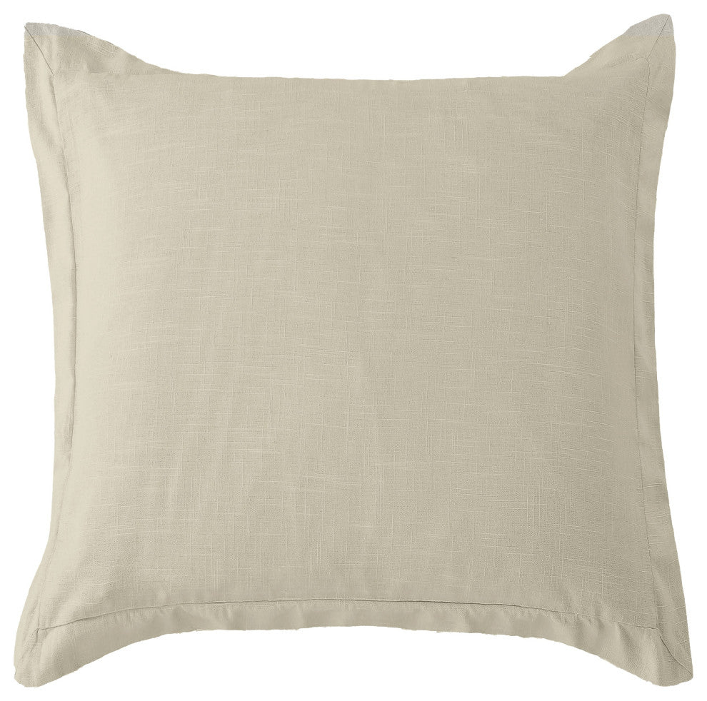 Luna Washed Linen Tailored Euro Sham, 27"x27", Light Tan, 1 Piece