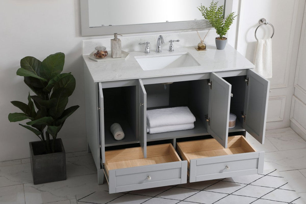 Sadie 48" Single Bathroom Vanity, Gray With Backsplash