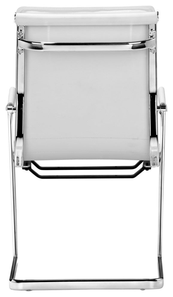 Office Chair, Set of 2, Faux Vinyl Leather, Steel, White, Silver, Home Business