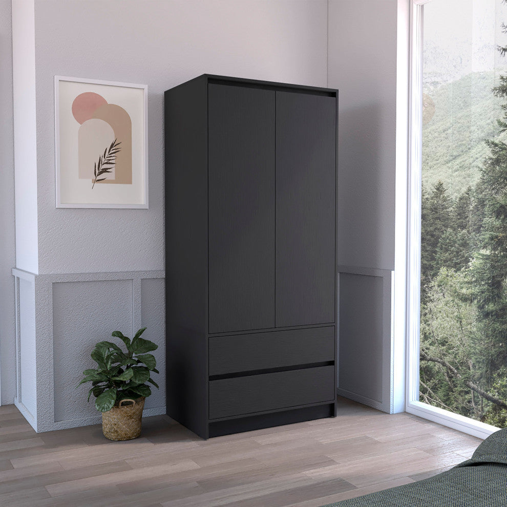 Palmer 2 Drawers Armoire, Black