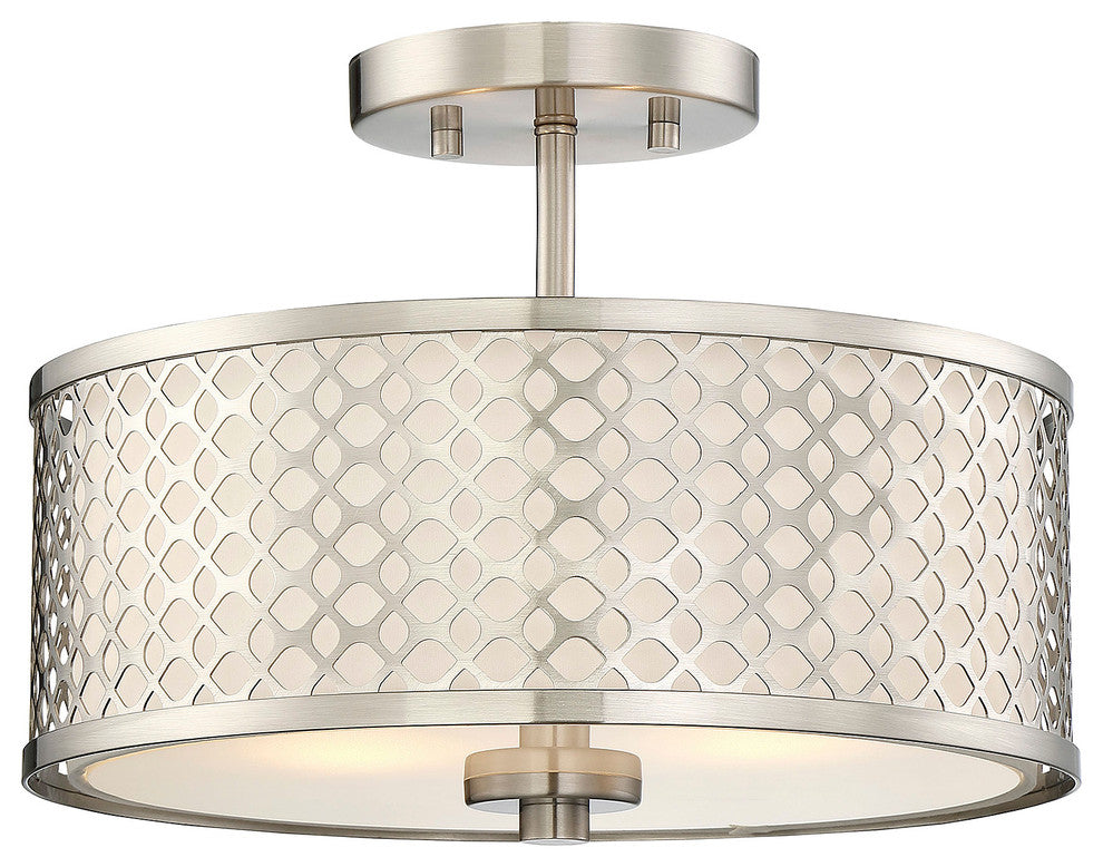 2-Light Semi-Flush Mount, Brushed Nickel