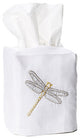 Dragonfly Tissue Box Cover, White Linen