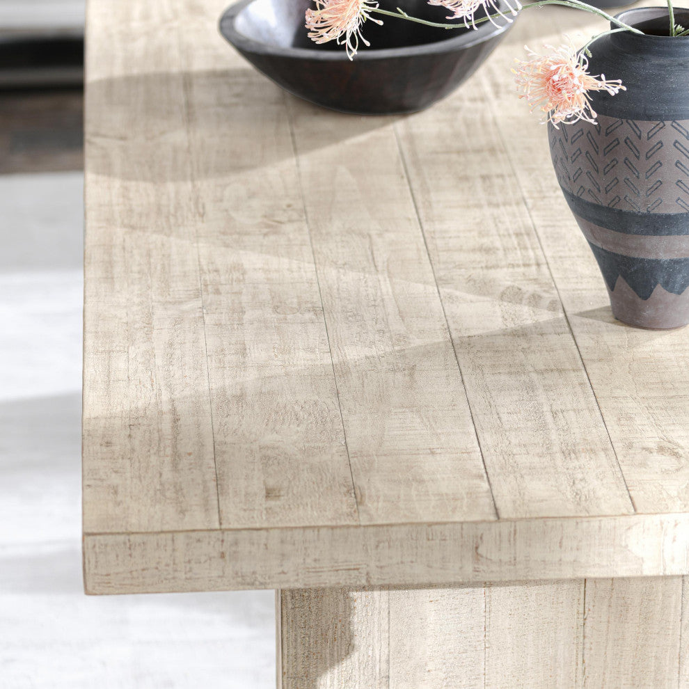 Kosas Home Lynx 94" Reclaimed Pine Wood Dining Table, White