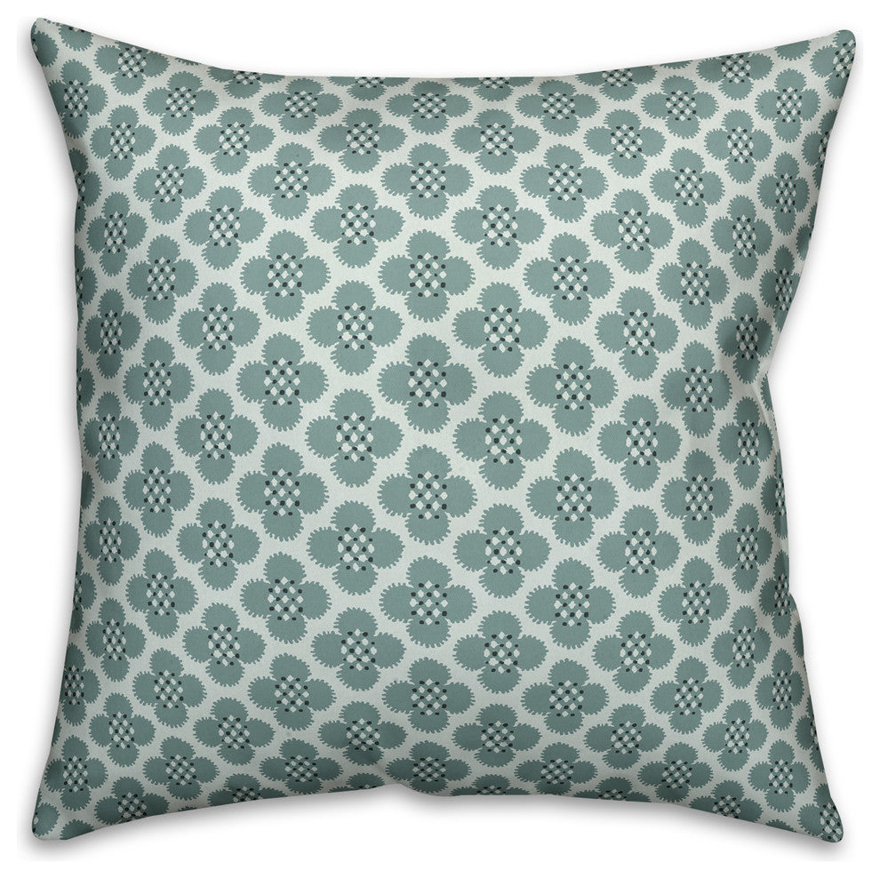 Blue Floral Pattern Throw Pillow, 16"x16"