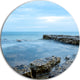 Blue Rocky Seashore, Sea And Shore Photo Round Wall Art, 23"