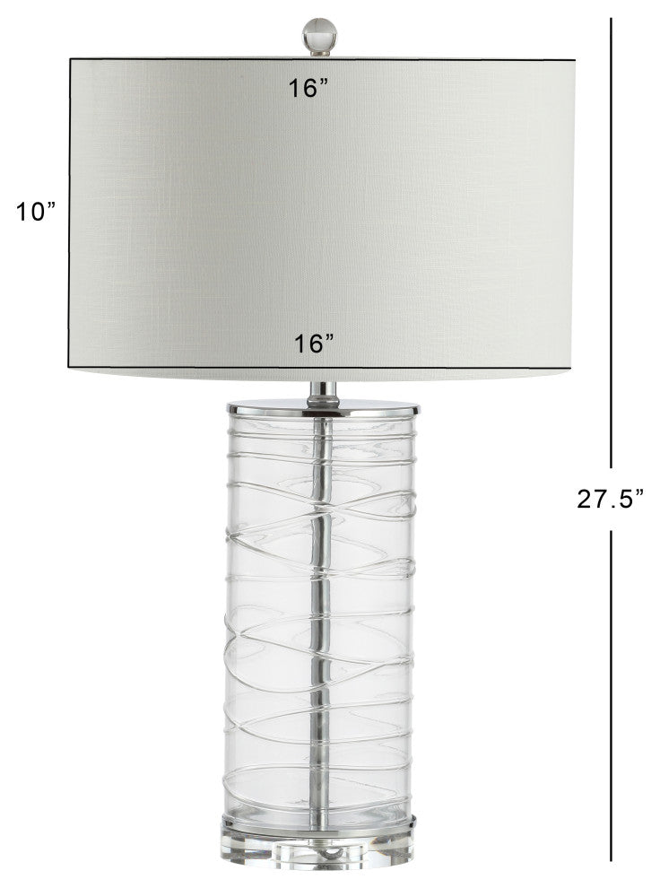 Cole 27.5" Fused Glass Cylinder LED Table Lamp, Set of 2, Clear