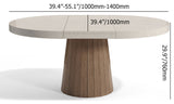 Japandi Extendable Dining Table 39"-55" Whitewash 6-Seater Oval&Round Pedestal, Gray