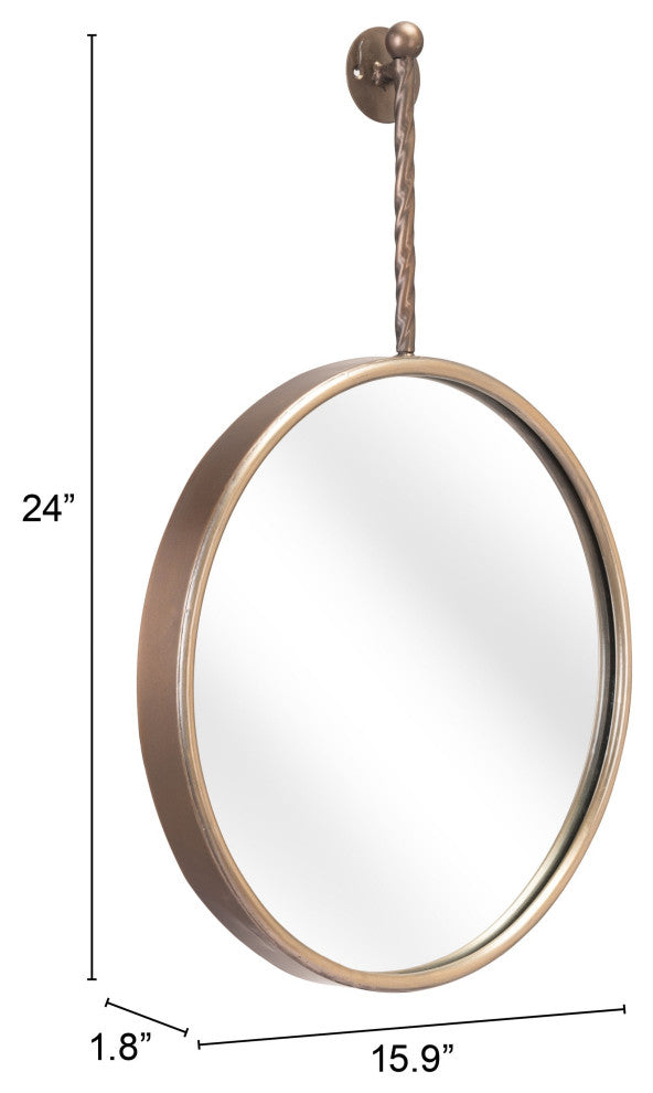 Gold Round Mirror With Hanging Hook