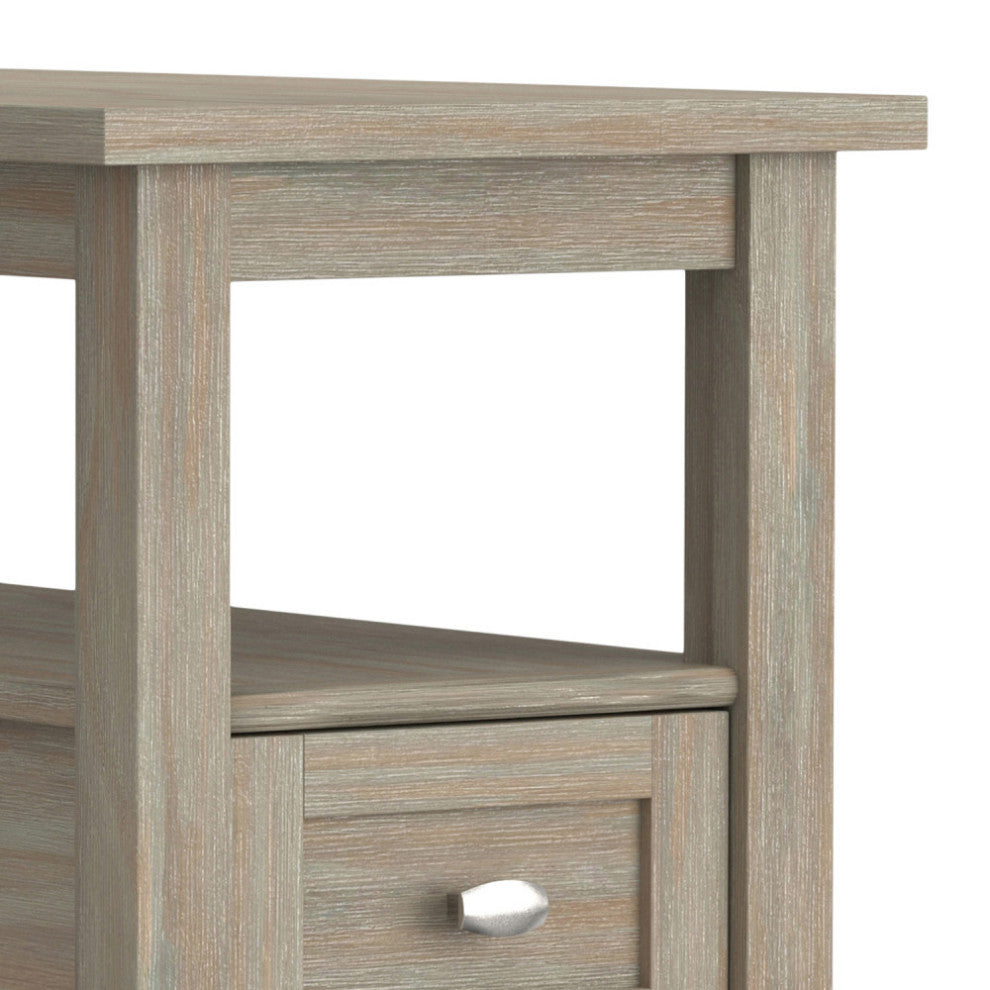 Warm Shaker Solid Wood 14" Rustic Narrow Side Table, Distressed Gray