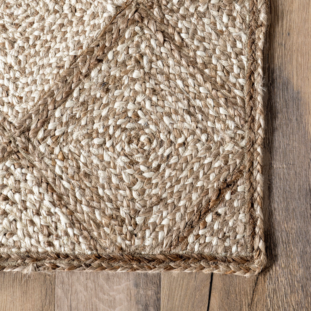 Nuloom Meja Moroccan Lattice Jute Rug, Natural 5' x 8'