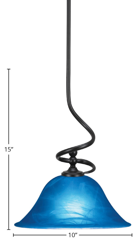 Capri 1-Light Mini Pendant with Hang Straight Swivel, Matte Black/Blue Italian