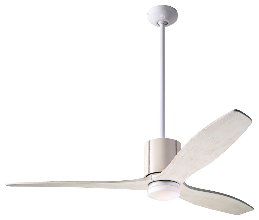 LeatherLuxe Fan, White/Ivory, 54" Whitewash Blades With LED, Remote Control