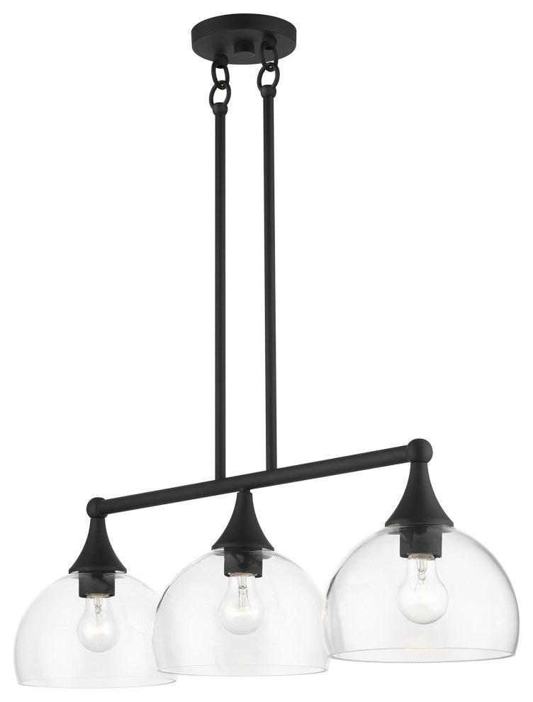 3 Light Black Linear Chandelier