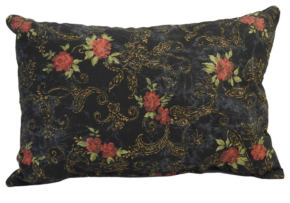 17" Jacquard Throw Pillows With Inserts, Set of 2, Midnight Rosebud