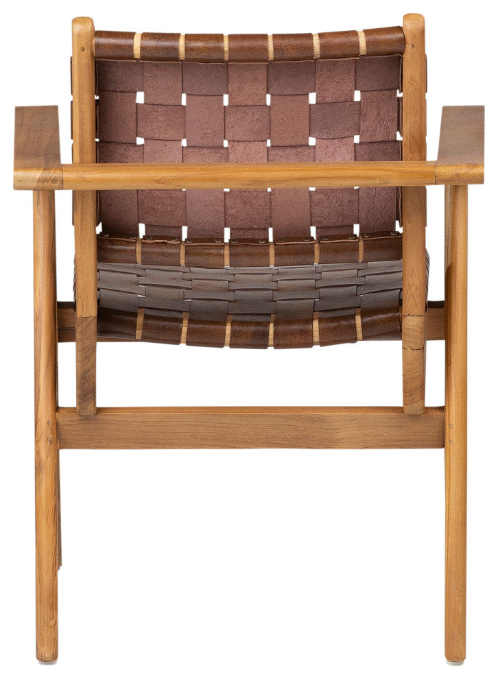 Seena Teak Upholstered Dining Chair, Brown