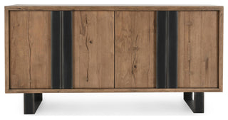 Danica 94" Industrial Reclaimed Oak Wood Sideboard