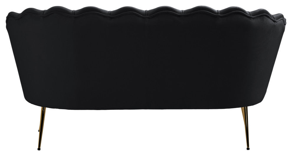 Gardenia  Velvet Upholstered Loveseat, Black