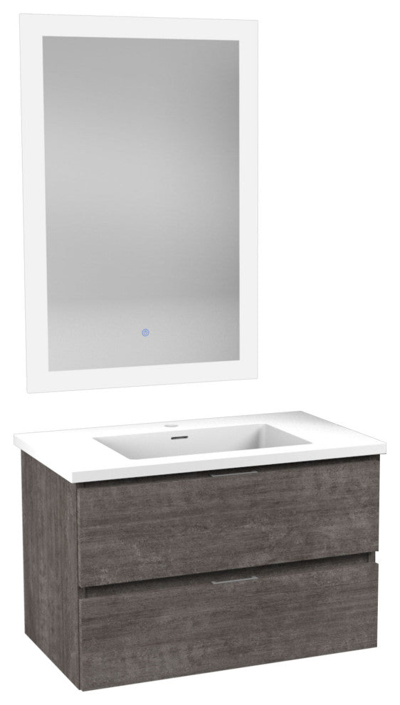 Conques 30" Wall Mount Bathroom Vanity Set, Rich Gray