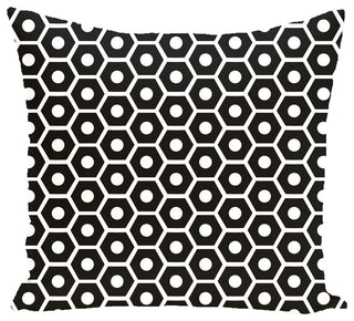 Honeycomb Pop Geometric Print Pillow, Black, 18"x18"
