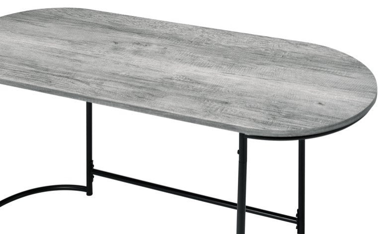 Transitional Desk, Sturdy Black Metal Legs With Oval Shaped Walnut Finished Top