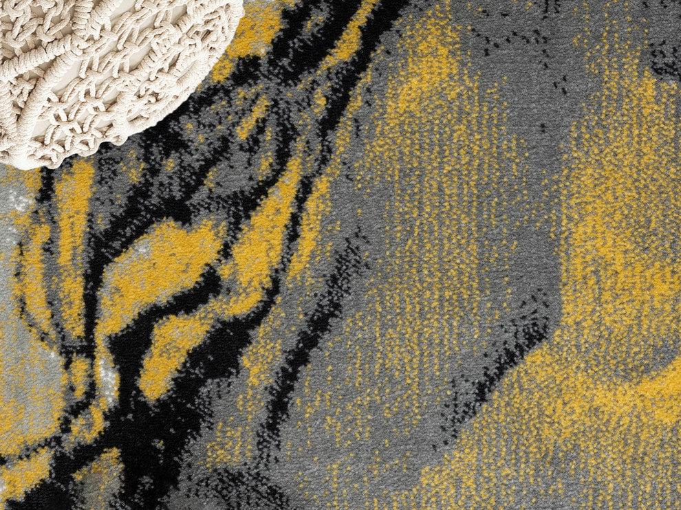Abani Arto ART140B Abstract Liquid Marble Grey Yellow  Area Rug