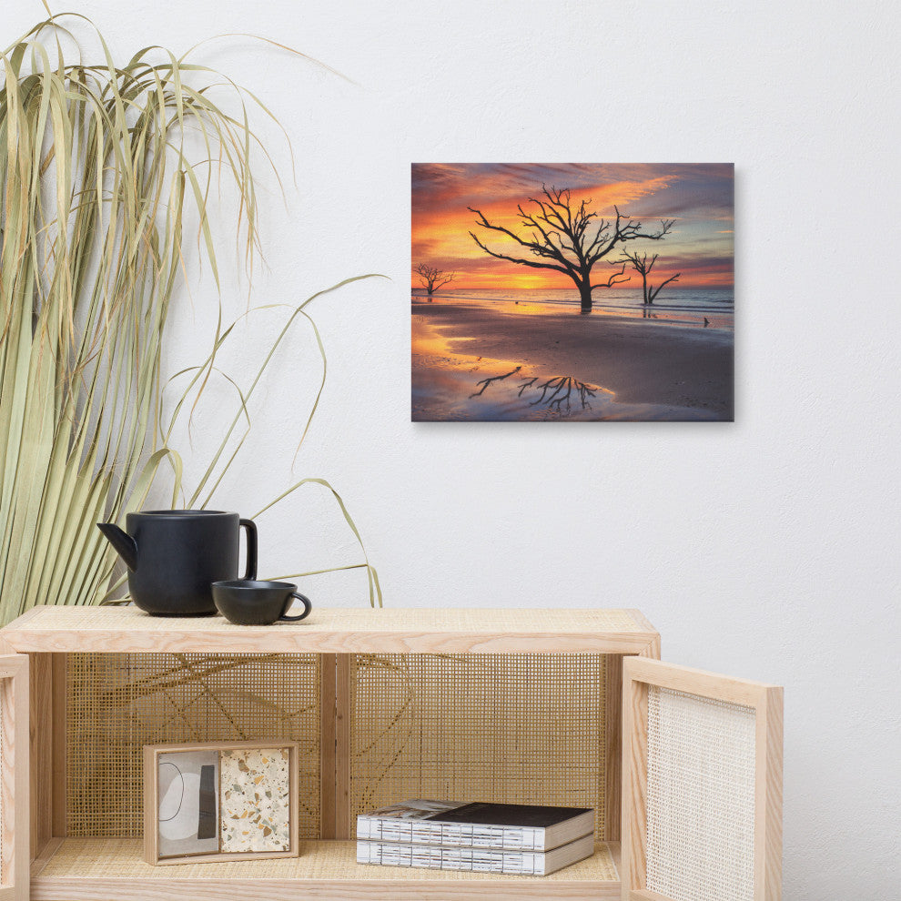 Sunrise & Trees At Edisto Island Coastal Landscape Photo Canvas Wall Art Print, 16" X 20"