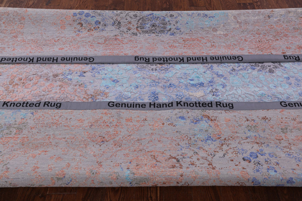 8' Square Modern Wool and Silk Hand Knotted Rug Q11816