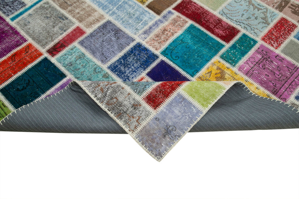 Rug N Carpet - Handmade Turkish 6' 10" x 9' 9" Wool Patchwork Area Rug
