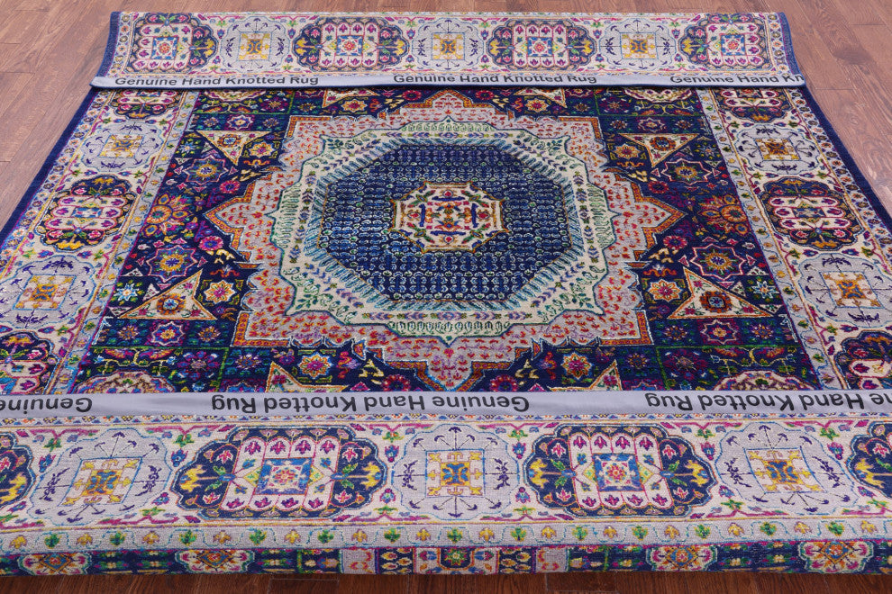 Wool & Silk Mamluk Hand Knotted Rug 7' 11" X 9' 9" - Q13718