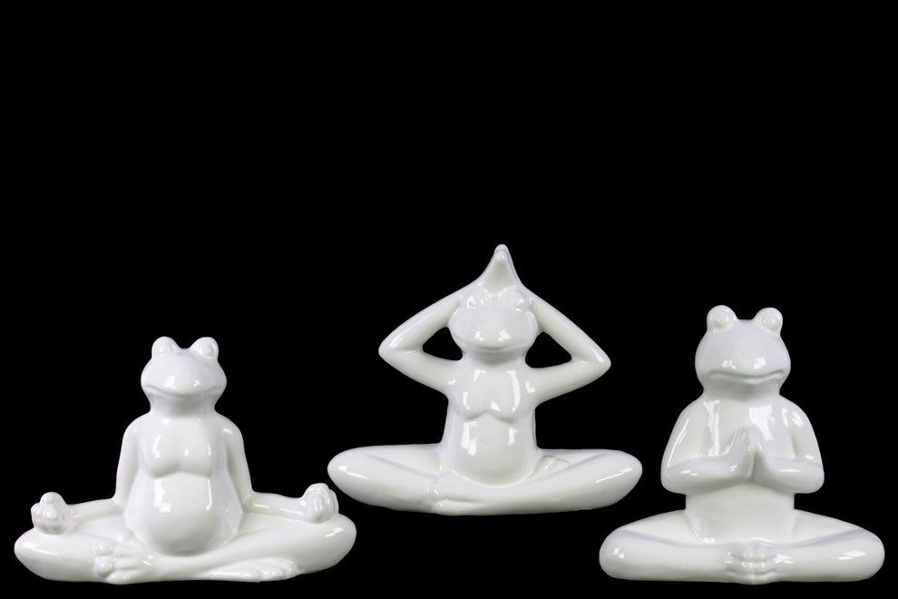 Ceramic Figurines, 3-Piece Set, Gloss White