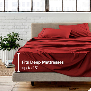 Bare Home 1800 Microfiber Sheet Set, Red, King