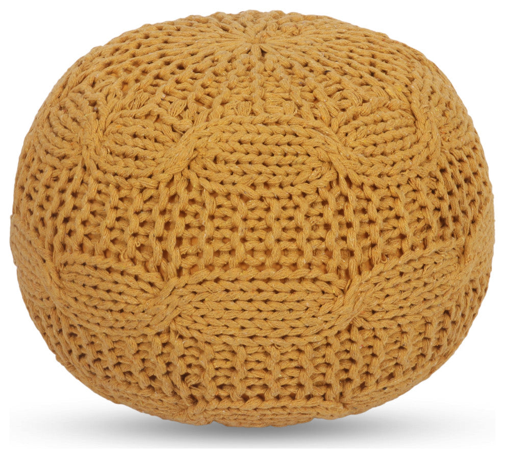 Alonna Cotton Yarn Pouf, Yellow