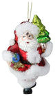 6" Festive Fur and Glitter Accented Santa Claus Glass Christmas Ornament