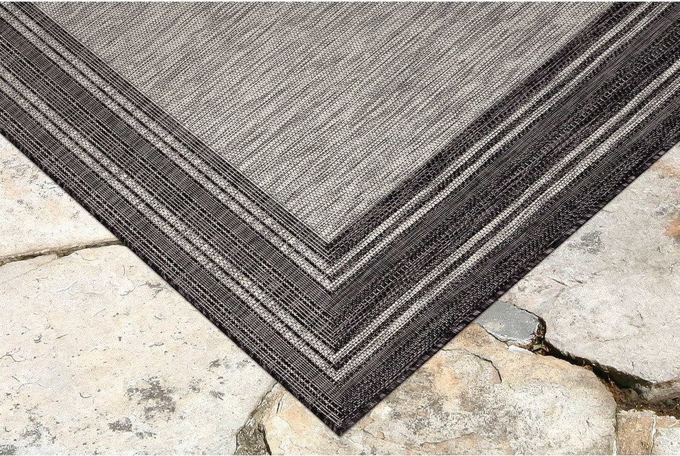Carmel Multi Border Indoor/Outdoor Rug, Black, 3'3"x4'11"