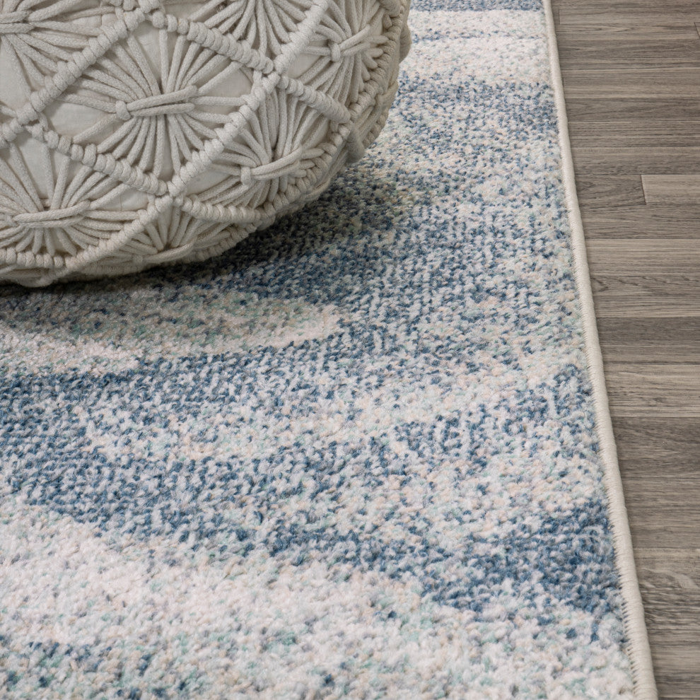 Petalo Abstract Two-Tone Modern Blue/Cream 3 ft. x 5 ft. Area Rug