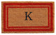 Red Border 18"x30" Monogram Doormat, Letter K