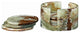 Dionysus Collection Black and Gold Marble 6 Piece Coaster Set w/Caddie, Green an
