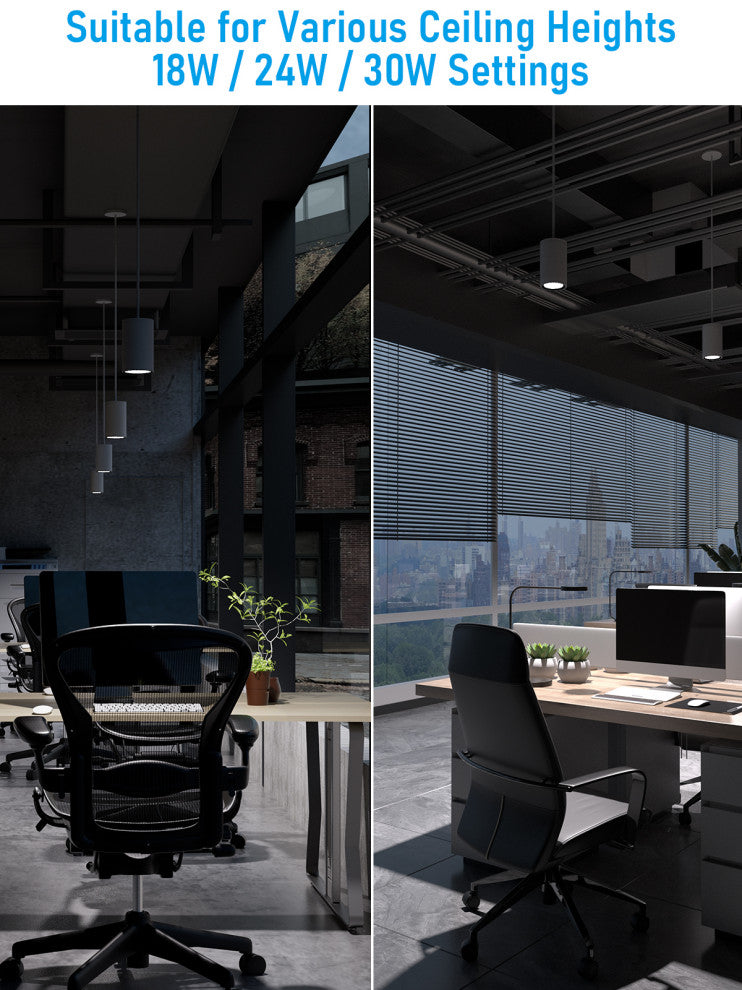 2 Pack 5CCT LED 6 Inch Commercial Pendant Light, 3 Power Options, White