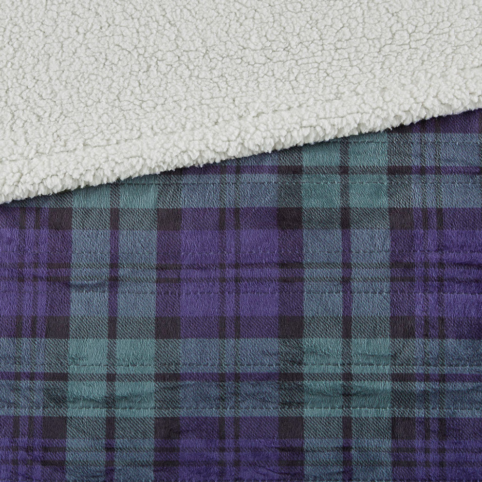 Woolrich Brewster Heated 60x70" Berber Plaid Electric Throw Blanket, Green