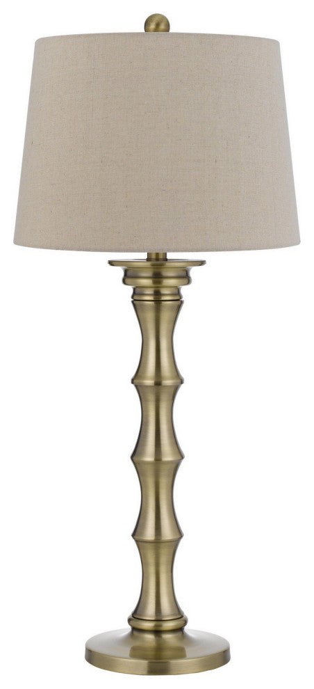 Benzara BM282156 32" Accent Table Lamp Set of 2, Turned Pedestal, Antique Brass