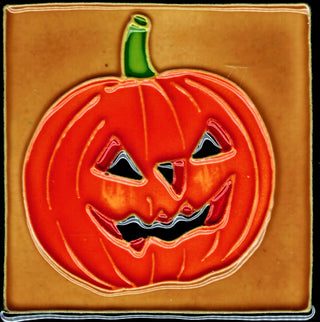 4x4" Halloween Pumpkin Art Tile Ceramic Drink Holder Coaster