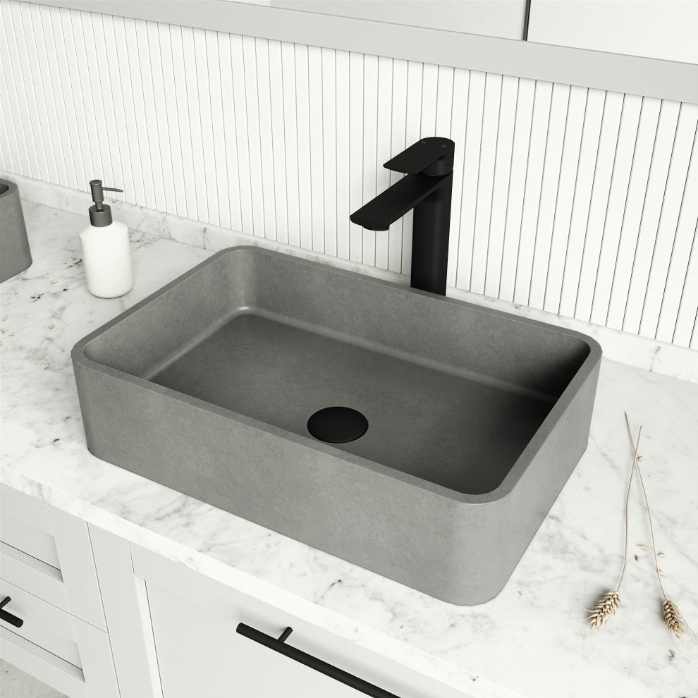VIGO 1.75" W Bathroom Sink Pop-Up Drain, Matte Black, Without Overflow, Vessel, With Mounting Ring